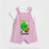 Telugu Ugadi Wishes Kids Dungaree with Name - BABY PINK - 0 - 5 Months Old (Chest 18")