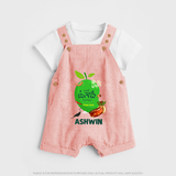 Telugu Ugadi Wishes Kids Dungaree with Name - PEACH - 0 - 5 Months Old (Chest 18")