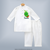 Telugu Ugadi Wishes Kids Kurta with Name - WHITE - 3 - 6 Months Old (Chest 24", Kurta Length 14'', Waist 19", Pant Length 14")