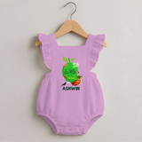 Telugu Ugadi Wishes Kids Romper Frock with Name - BABY PINK - 0 - 3 Months Old (Chest 19")