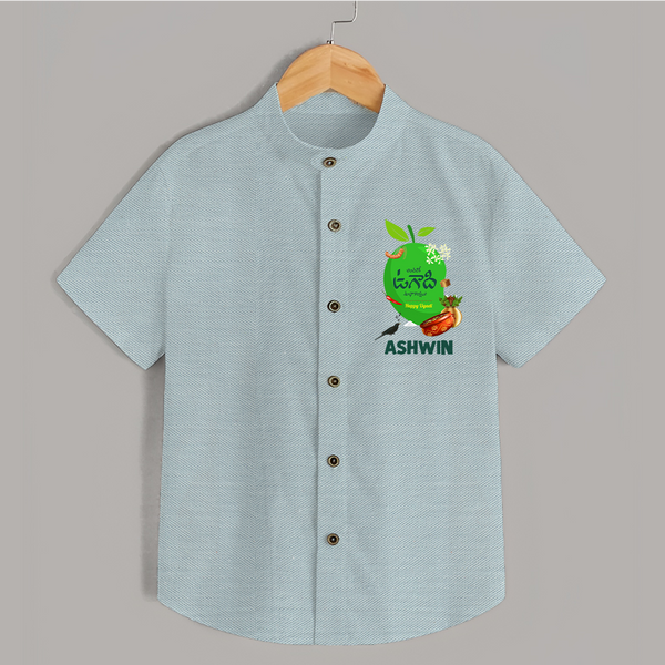 Telugu Ugadi Wishes Kids Shirt with Name - ARCTIC BLUE - 0 - 6 Months Old (Chest 23")