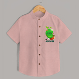 Telugu Ugadi Wishes Kids Shirt with Name - PEACH - 0 - 6 Months Old (Chest 23")