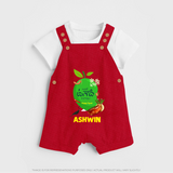 Telugu Ugadi Wishes Kids Dungaree with Name - RED - 0 - 5 Months Old (Chest 18")