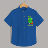Telugu Ugadi Wishes Kids Shirt with Name - COBALT BLUE - 0 - 6 Months Old (Chest 23")