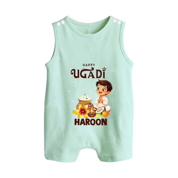 Happy Ugadi Cartoon Boy Theme Kids Romper suit - MINT GREEN - 0 - 5 Months Old (Chest 18")
