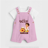 Happy Ugadi Cartoon Boy Theme Kids Dungaree - BABY PINK - 0 - 5 Months Old (Chest 18")