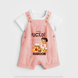 Happy Ugadi Cartoon Boy Theme Kids Dungaree - PEACH - 0 - 5 Months Old (Chest 18")