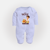 Happy Ugadi Cartoon Boy Theme Kids fullbody Suit - BABY BLUE - New Born (Chest 7.5")