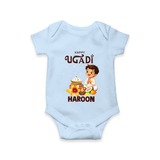 Happy Ugadi Cartoon Boy Theme Kids Romper - BABY BLUE - New Born (Chest 14")