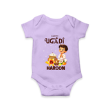 Happy Ugadi Cartoon Boy Theme Kids Romper - LILAC - New Born (Chest 14")