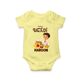 Happy Ugadi Cartoon Boy Theme Kids Romper - PASTEL YELLOW - New Born (Chest 14")