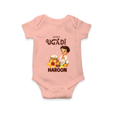Happy Ugadi Cartoon Boy Theme Kids Romper - PEACH - New Born (Chest 14")