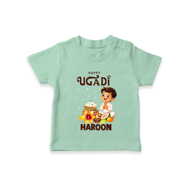 Happy Ugadi Cartoon Boy Theme Kids T-Shirt - MINT GREEN - 0-5 Months Old (Chest 17")