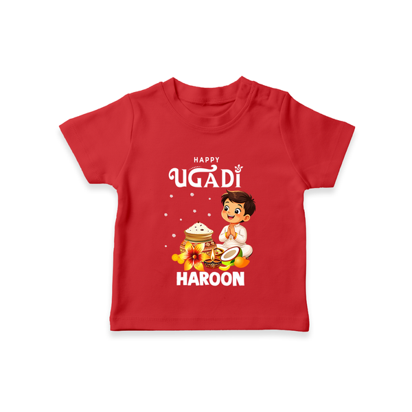Happy Ugadi Cartoon Boy Theme Kids T-Shirt - RED - 0-5 Months Old (Chest 17")