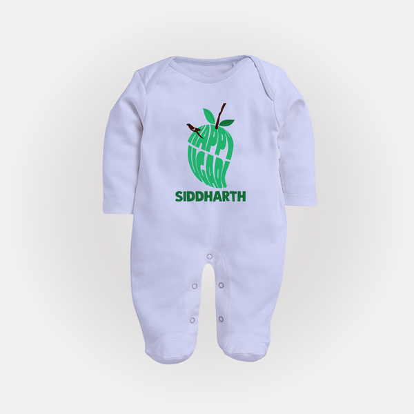 Happy Ugadi Classic Personalized Kids fullbody Suit - BABY BLUE - New Born (Chest 7.5")