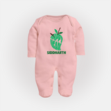 Happy Ugadi Classic Personalized Kids fullbody Suit - BABY PINK - New Born (Chest 7.5")