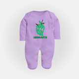 Happy Ugadi Classic Personalized Kids fullbody Suit - LILAC - New Born (Chest 7.5")
