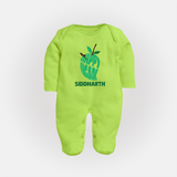 Happy Ugadi Classic Personalized Kids fullbody Suit - LIME GREEN - New Born (Chest 7.5")