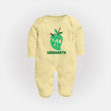 Happy Ugadi Classic Personalized Kids fullbody Suit - PASTEL YELLOW - New Born (Chest 7.5")