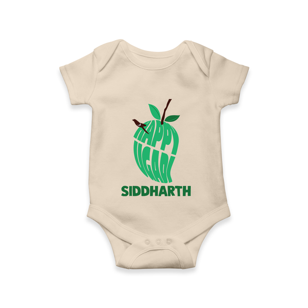 Happy Ugadi Classic Personalized Kids Romper - IVORY - New Born (Chest 14")