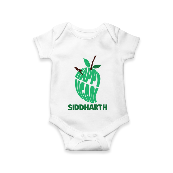 Happy Ugadi Classic Personalized Kids Romper - WHITE - New Born (Chest 14")