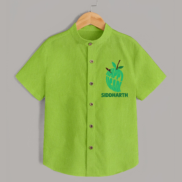 Happy Ugadi Classic Personalized Kids Shirt - LIME GREEN - 0 - 6 Months Old (Chest 23")
