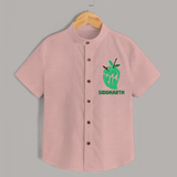 Happy Ugadi Classic Personalized Kids Shirt - PEACH - 0 - 6 Months Old (Chest 23")