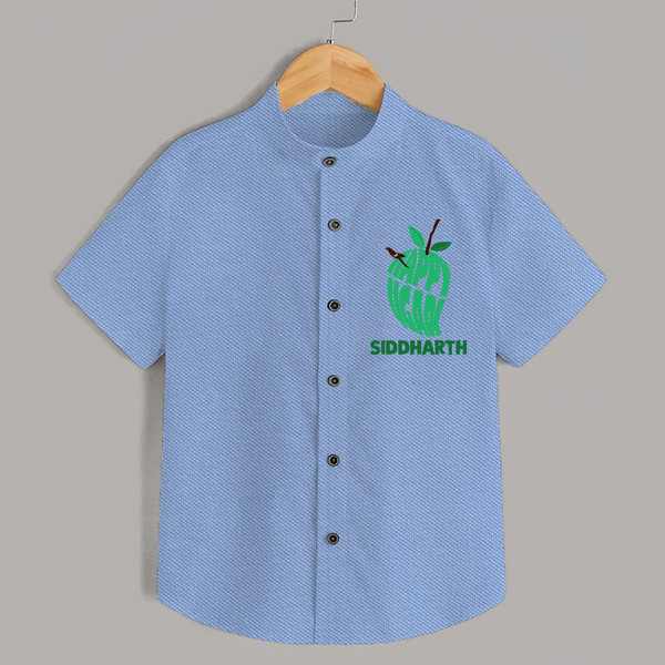 Happy Ugadi Classic Personalized Kids Shirt - SKY BLUE - 0 - 6 Months Old (Chest 23")