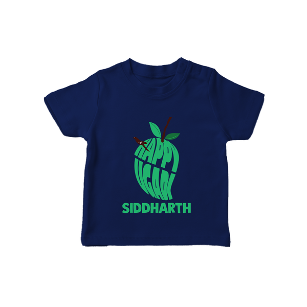 Happy Ugadi Classic Personalized Kids T-Shirt - NAVY BLUE - 0-5 Months Old (Chest 17")