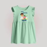 Ugadi Little King Personalized Kids Baby Frock - MINT GREEN - 0 - 3 Months Old (Chest 17")
