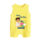 Ugadi Little King Personalized Kids Romper suit - PASTEL YELLOW - 0 - 5 Months Old (Chest 18")