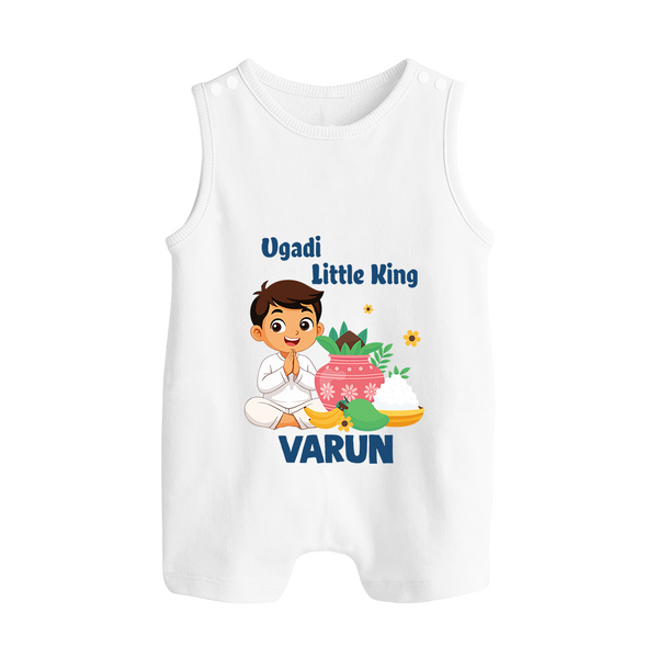 Ugadi Little King Personalized Kids Romper suit - WHITE - 0 - 5 Months Old (Chest 18")