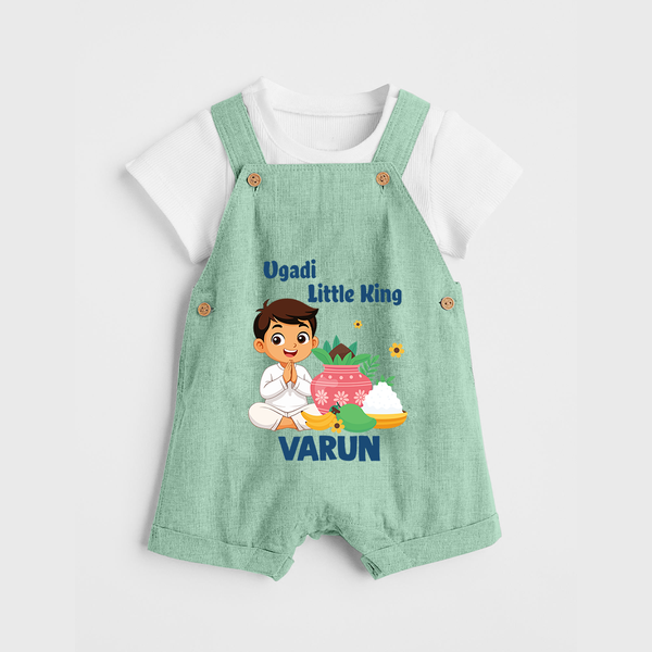 Ugadi Little King Personalized Kids Dungaree - MINT GREEN - 0 - 5 Months Old (Chest 18")