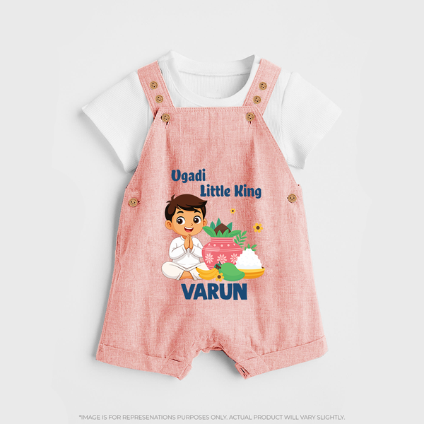 Ugadi Little King Personalized Kids Dungaree - PEACH - 0 - 5 Months Old (Chest 18")