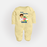 Ugadi Little King Personalized Kids fullbody Suit - PASTEL YELLOW - New Born (Chest 7.5")