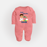Ugadi Little King Personalized Kids fullbody Suit - PEACH - New Born (Chest 7.5")