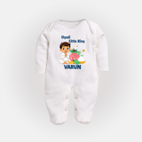 Ugadi Little King Personalized Kids fullbody Suit - WHITE - New Born (Chest 7.5")