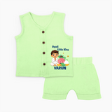 Ugadi Little King Personalized Kids Jabla Set - PASTEL GREEN - 0 - 3 Months Old (Chest 9.8")