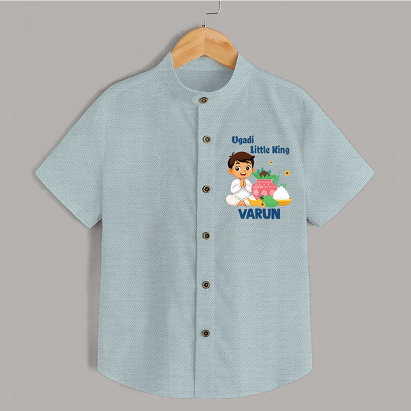 Ugadi Little King Personalized Kids Shirt - ARCTIC BLUE - 0 - 6 Months Old (Chest 23")