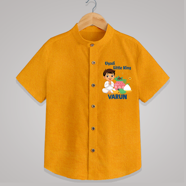 Ugadi Little King Personalized Kids Shirt - CHROME YELLOW - 0 - 6 Months Old (Chest 23")