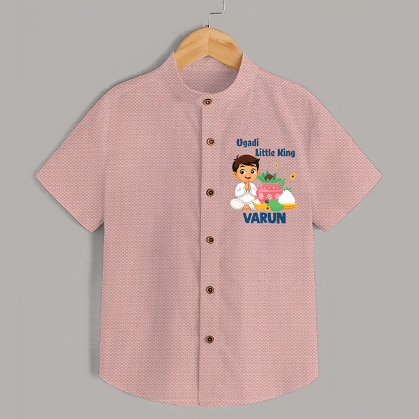 Ugadi Little King Personalized Kids Shirt - PEACH - 0 - 6 Months Old (Chest 23")