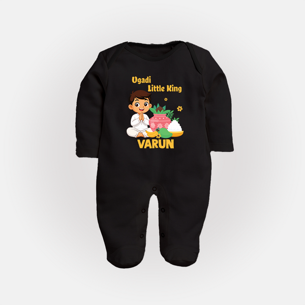 Ugadi Little King Personalized Kids fullbody Suit - BLACK - New Born (Chest 7.5")