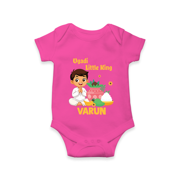 Ugadi Little King Personalized Kids Romper - HOT PINK - New Born (Chest 14")