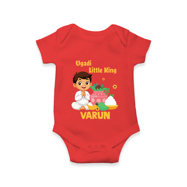 Ugadi Little King Personalized Kids Romper - RED - New Born (Chest 14")