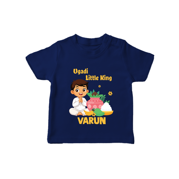 Ugadi Little King Personalized Kids T-Shirt - NAVY BLUE - 0-5 Months Old (Chest 17")