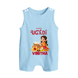 Happy Ugadi Cartoon Girl Theme Kids Romper suit - BABY BLUE - 0 - 5 Months Old (Chest 18")