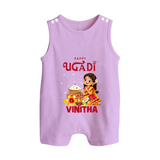Happy Ugadi Cartoon Girl Theme Kids Romper suit - LILAC - 0 - 5 Months Old (Chest 18")