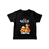 Happy Ugadi Cartoon Girl Theme Kids T-Shirt - BLACK - 0-5 Months Old (Chest 17")
