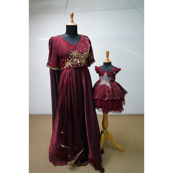Regal Burgundy Starry Family Outfit Set