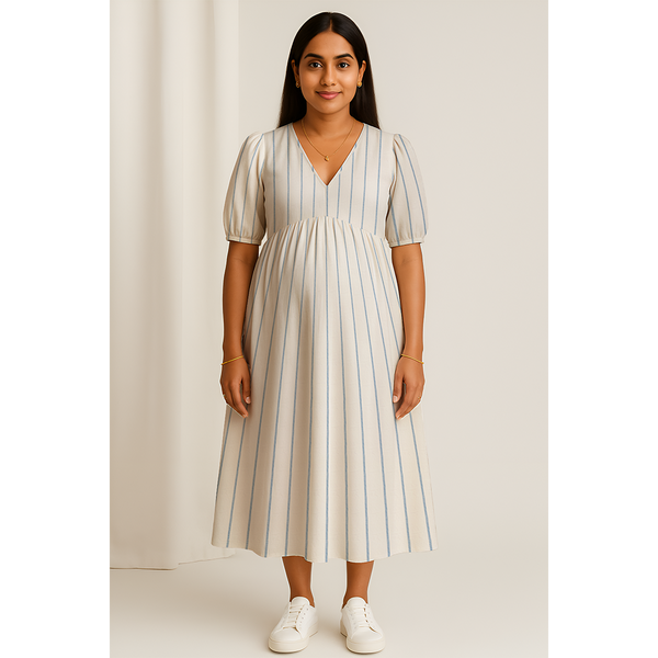 Blue Stripe Cotton Customised Maternity Wear